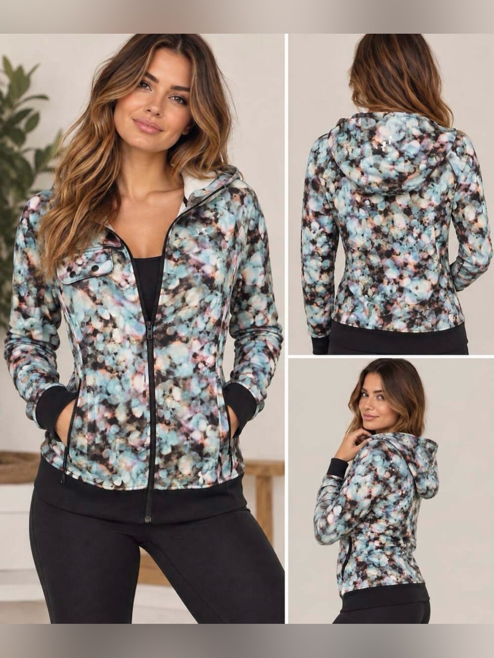 Under Armour Women’s ColdGear Infrared Full-Zip Hooded Jacket Bokeh Size Large